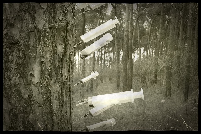Медичні шприци — на деревах парку. Поліція швидко реагує 