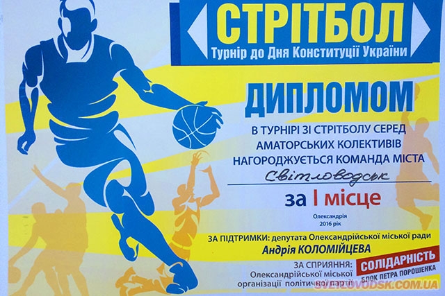 Світловодська команда — переможець турніру з вуличного баскетболу  