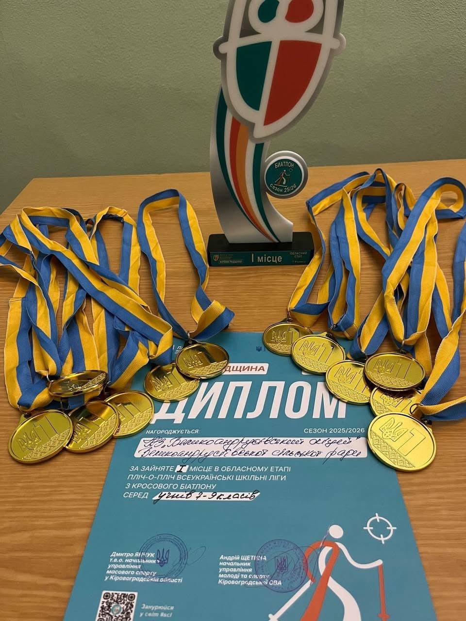 Команда Великоандрусівського ліцею виграла обласний етап шкільних ліг «Пліч-о-пліч» з кросового біатлону